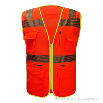 Polyester Reflective Safety Vest WIth Pocket And Zipper
